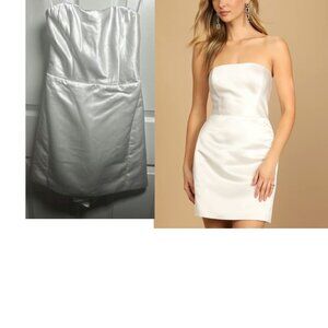 Lulus Soiree Hour White Satin Strapless Bow Mini Dress Lulus Size XS NWOT